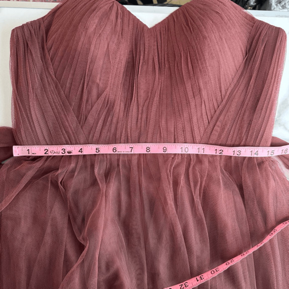 Revelry Rosalie Tulle Convertible Dress Sz 10 Rosewood Maxi Bridesmaid Strapless - Picture 10 of 16